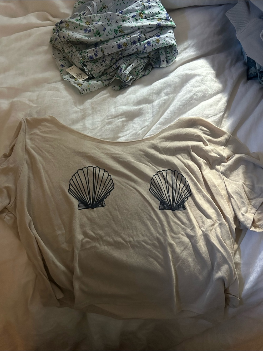 Beige Shell Graphic Tee